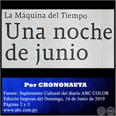 UNA NOCHE DE JUNIO - Por CRONO NAUTA - Domingo, 16 de Junio de 2019